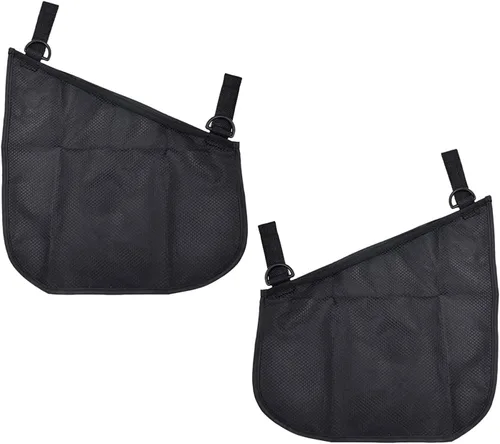 Vista 5 de Alovexiong Paquete de 2 bolsas organizadoras universales para cochecito, red de transporte lateral, correas antideslizantes y ajustables, bolsa