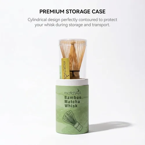 Vista 12 de MatchAiA Batidor de bambú matcha prémium (Chasen) – Batidor de té japonés tradicional hecho a mano de 100 puntas para matcha ceremonial y lattes