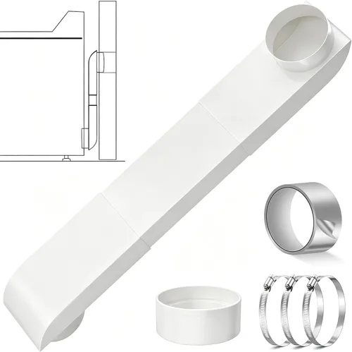 Vista 8 de Periscope Dryer Vent, 29-45" Telescoping Dryer Vent Stainless Steel Adjustable Dryer Vent for Tight Space Flat Duct Slim Exhaust Pipe Hose Negro