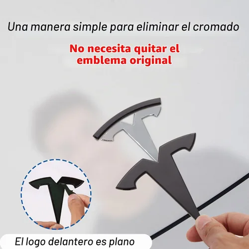 Vista 4 de Accesorios de emblema para Tesla Model 3 Logo Sticker 2023 2022-2017 Model 3 Calcomanías (negro)