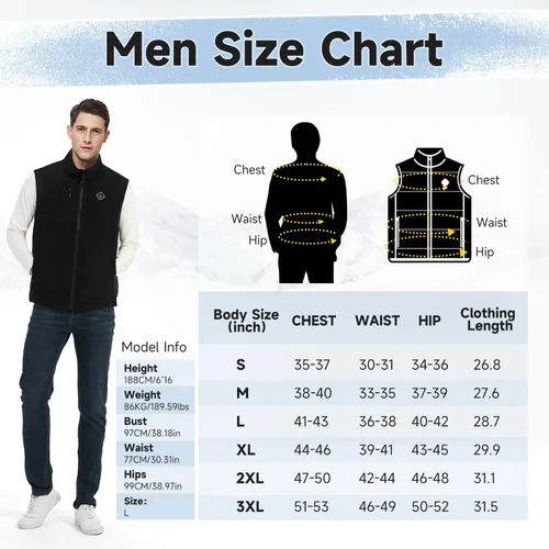 Vista 6 de Heated Vest for Men with Battery Pack Included, Soft Fleece Smart Electric Lightweight Heated Jacket