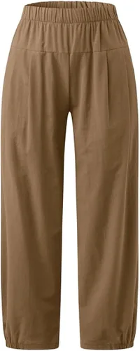 Vista 3 de Pantalones capri de yoga para mujer, pierna ancha, holgados, cómodos, con bolsillos