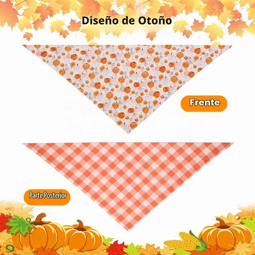 Vista 3 de Bandanas de otoño para perro, 2 unidades, pequeñas, bufanda de hoja