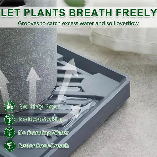 Vista 3 de 14.5” Organizador para Plantas con Ruedas, Soporte Cuadrado Rodante con Bandeja para Plantas con Ruedas Ocultas, Bandeja para Plantas