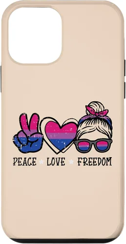 Vista 12 de Funda para iPhone 14 Pro Max Peace Love Freedom Bisexual Girl Bi Pride Flag LGBTQ