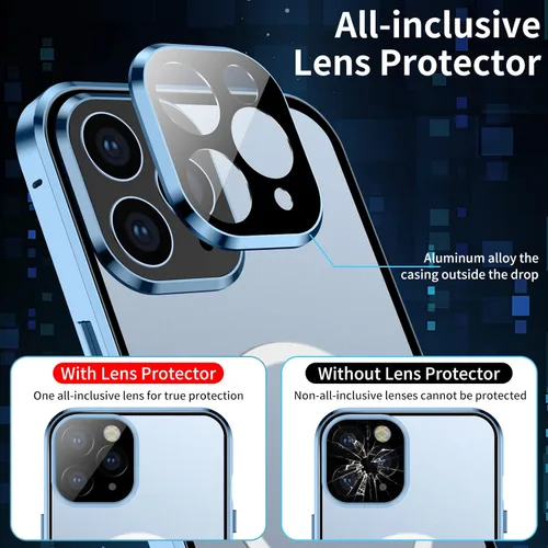 Vista 4 de Funda para iPhone 13 Pro, compatible con Magsafe funda de protección de cuerpo completo de 360 grados, parachoques magnético de metal de atracción +