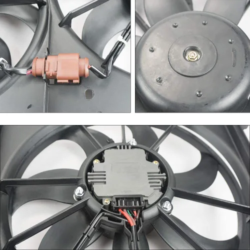 Vista 6 de VW102 Reemplazo de ventilador de refrigeración de doble radiador y condensador para Volkswagen Jetta 2.0L VW Tiguan para Audi A3 TT