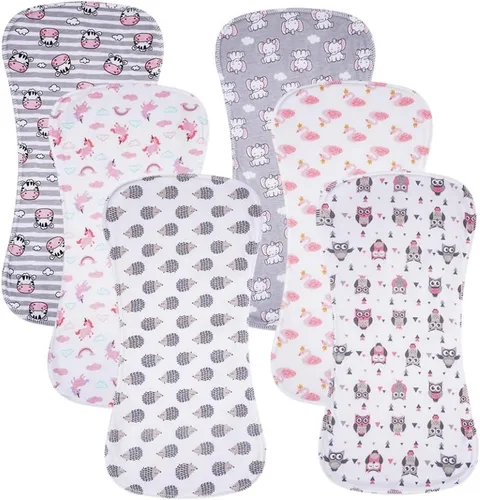 Vista 8 de Paquete de 6 paños de algodón para eructos extra absorbentes y suaves para bebés niños y niñas