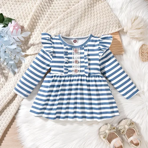 Vista 5 de HINTINA Conjunto de ropa de 2 piezas para niña pequeña con volantes y manga larga