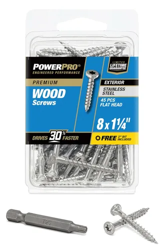 Vista 13 de Power Pro Tornillos de madera para exteriores de alta calidad, tornillos de cubierta multiusos #8 x 1-1/4 pulgadas para proyectos al aire libre