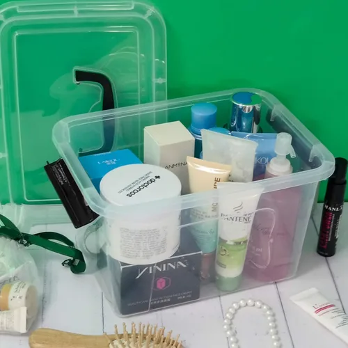 Vista 5 de Paquete de 6 contenedores de almacenamiento de plástico de 5 litros con tapa, cajas transparentes con tapa Contenedor de clip apilable, pestillo