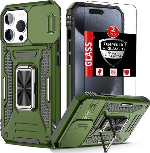 Vista 23 de Funda para iPhone 12 Pro Max con 2 protectores de pantalla, cubierta deslizante integrada para cámara para 12Pro Max, funda para teléfono