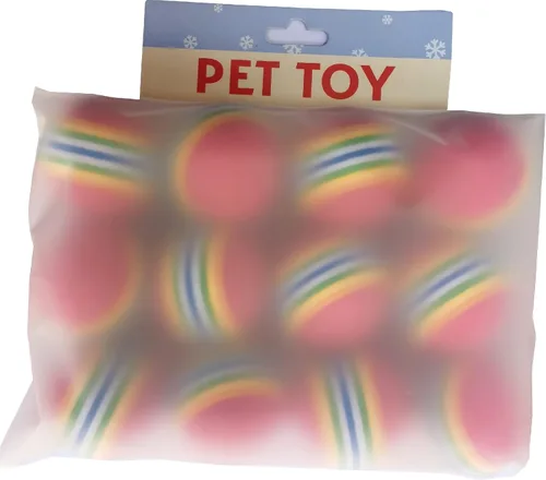 Vista 3 de Bolas suaves coloridas del juego del arco iris de la espuma para los juguetes del perro y del gato del animal doméstico (12)