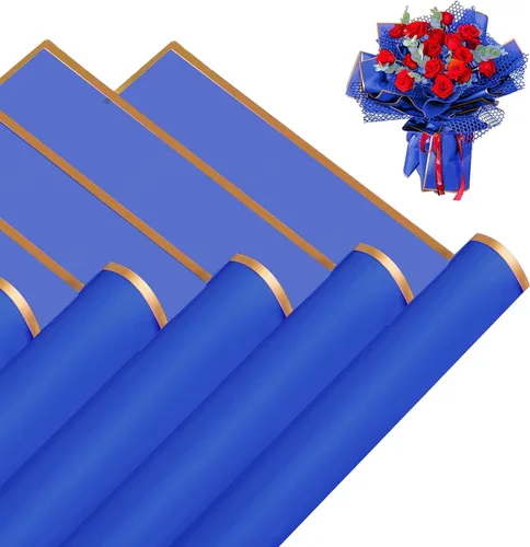 Vista 12 de Jocomoni 20 hojas de papel de regalo de flores, ramo floral impermeable, papel de regalo de flores frescas con borde negro, suministros