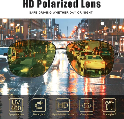 Vista 6 de Peekaco Gafas de sol polarizadas cuadradas estilo aviador para hombres y mujeres marco de metal completo estilo piloto para pesca y conducción