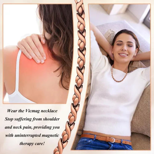 Vista 6 de Vicmag Juego de 4 anillos magnéticos de cobre para mujeres y hombres, joyería magnética para bienestar y alivio de tensión del cuello, 99.9% cobre