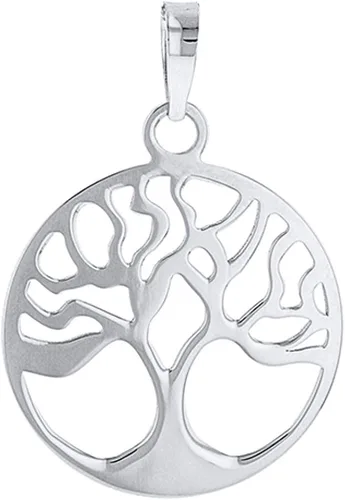 Vista 2 de Jewelry America Collar con colgante de árbol de la vida de oro blanco macizo de 14 quilates