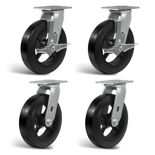 Vista 39 de Ruedas resistentes de 4 pulgadas, ruedas industriales de placa con rueda de goma, utilizadas para carrito de herramientas, plataforma, camión