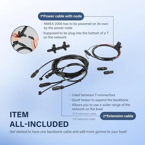 Vista 5 de Kit de inicio de red NMEA 124-69 NMEA 2000 Pieza de repuesto para Lowrance N2K- EXP-RD-2 Kit de inicio de red impermeable Plugandplay Accesorios