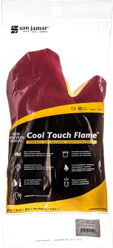 Vista 18 de San Jamar KT0215 Kool-Tek Manopla de protección para horno para temperatura convencional Nomex, 15" de longitud, rojo