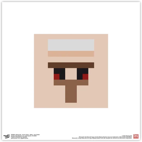 Vista 10 de Trends International Gallery Pops Minecraft: Pixeles icónicos - Mobs - Arte de pared de golem de hierro, versión enmarcada en negro, 12 x 12
