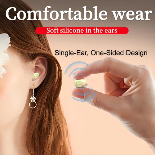 Vista 3 de Auricular Bluetooth inalámbrico único con micrófono, auriculares intrauditivos ligeros para Android, iOS y portátil, ideal para oficina, conducción