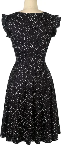 Vista 4 de oxiuly OX335 - Vestido casual de verano con cuello en V para mujer, con ribete de volantes, sin mangas, para graduación, cena, fiesta, cóctel, té