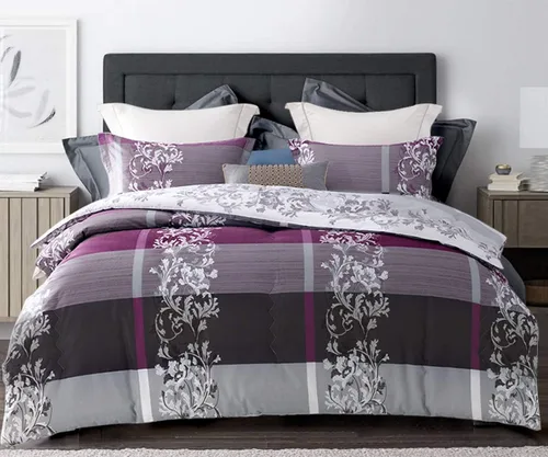 Vista 32 de Sleepbella - Edredón tamaño individual, algodón de 600 hilos, patchwork a rayas en blanco y azul marino, diseño reversible en azul, con relleno