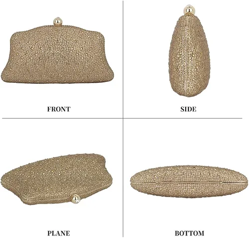 Vista 3 de Bolsa con purpurina para mujer, bolsos de noche con diamantes de imitación plateados, bolsos de diamantes para fiesta de bebé, Varios