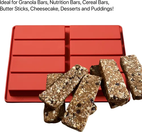 Vista 2 de Bold Maker - Molde de silicona rectangular de 8 cavidades (2 unidades) - 23815 - Ideal para barras de granola, barras nutricionales, barras