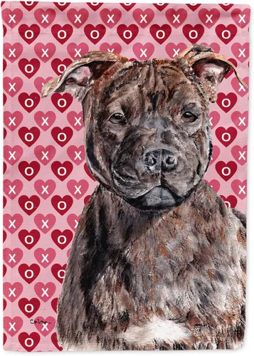 Vista 232 de Caroline's Treasures SS4484GF Bandera de jardín con diseño de bulldog inglés y corazones para el Día de San Valentín, bandera decorativa para patio