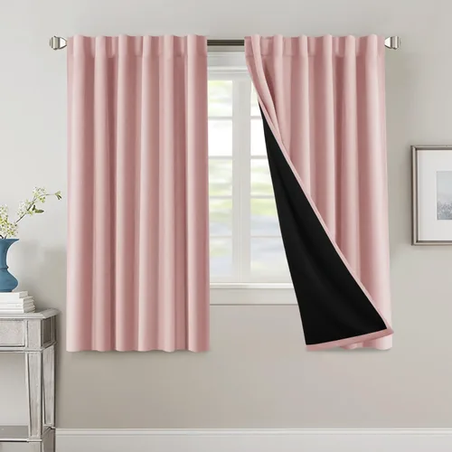 Vista 78 de H.VERSAILTEX Cortinas 100% opacas para dormitorio con forro negro, cortinas de oscurecimiento de habitación completa, con aislamiento térmico