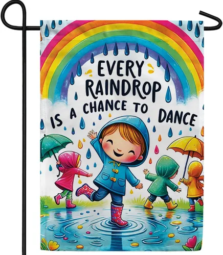Vista 30 de A Little Rain Gnome Umbrella Garden Flag 12.5" x 18" Double Sided