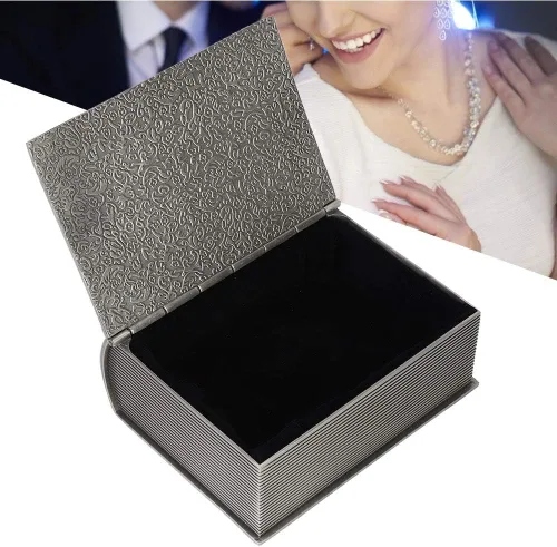 Vista 7 de Metal Retro False Book Jewelry Storage Box Necklace Organizer Home Decoration Tin Alloy 12.5x10x5cm
