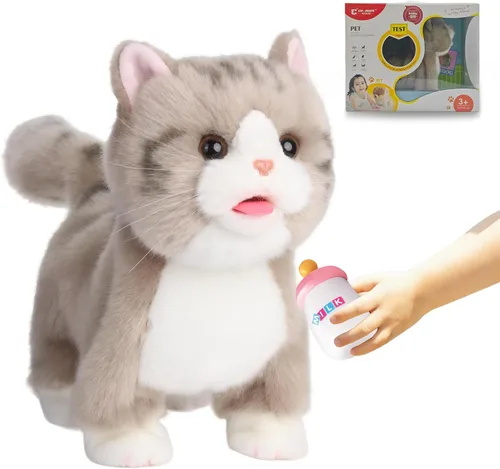 Vista 10 de CU-MATE Juguetes eléctricos de peluche de 12 pulgadas, juguete electrónico de peluche para gato, robot interactivo, juguete interactivo