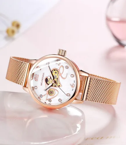 Vista 2 de Sweetbless Mechanical Reloj de pulsera analógico esqueleto auto-viento automático reloj