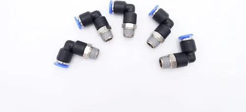 Vista 11 de Accesorio de Conexión por Empuje 1/2" Tubo OD x 1/2" Rosca Macho NPT, Codo Neumático Macho para Línea de Aire y Agua de 90 Grados con Giratorio