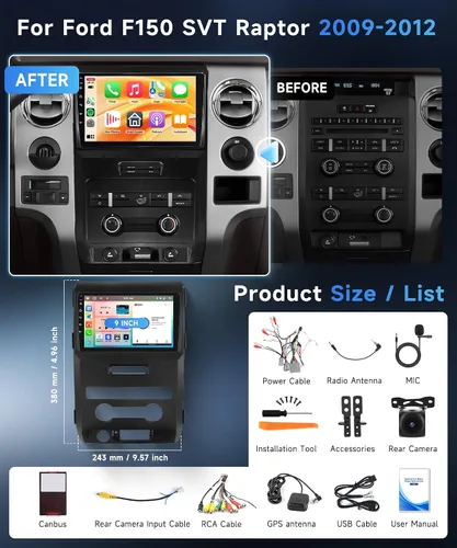 Vista 8 de Estéreo de coche Rimoody 8 Core 6G+128G Android 15 para Ford F150 F-150