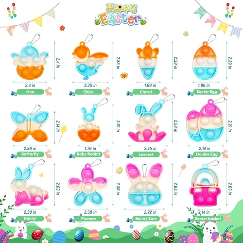 Vista 2 de Juguetes para ansiedad de Pascua Pop Fidget a granel para niños, regalos