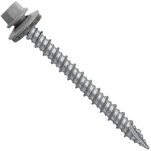 Vista 85 de Tornillos para techos de metal gris ABC 10 x 1 - Cabezal hexagonal - Arandela EPDM - Arandela de arranque automático/roscado - 1 bolsa - 250