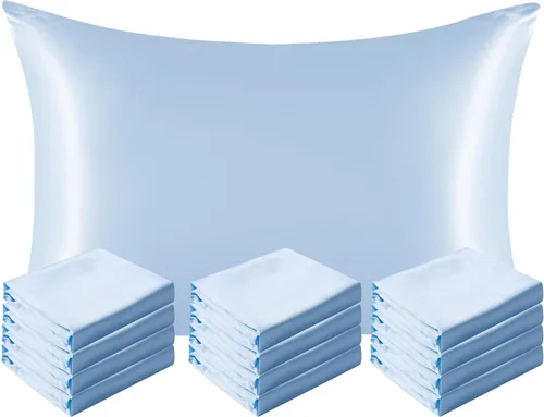Vista 32 de NTBAY Paquete de 2 fundas de almohada estándar de satén para cabello y piel, lujosas y sedosas fundas de almohada con cierre de sobre, 20 x 26