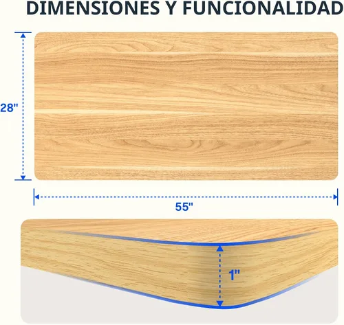 Vista 3 de FLEXISPOT EN2 Escritorio de pie de una pieza entera de 55 x 28 pulgadas con Parte superior de arce + marco blanco