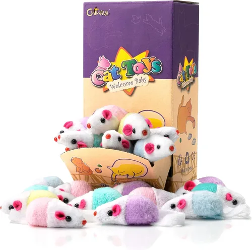 Vista 2 de CHIWAVA Ratones interactivos de juguete para gatos de 36 piezas de 1.8 pulgadas con sonajero de hierba gatera