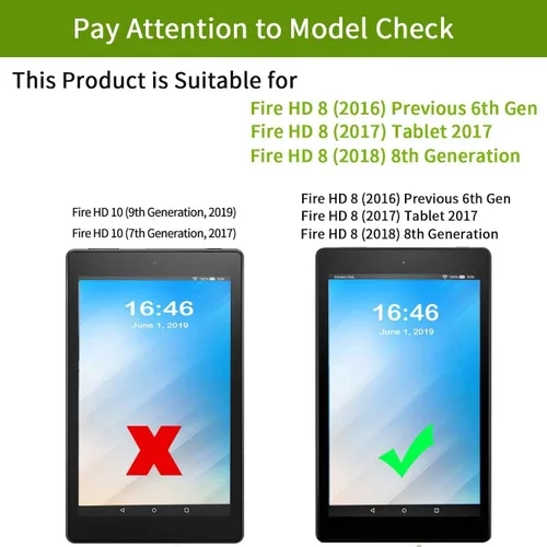 Vista 2 de Rossy Funda para tableta Amazon Fire HD 8 (8ª/7ª/6ª generación, versión 2018/2017/2016) delgada y ligera, de piel sintética, multiángulo, ajustable