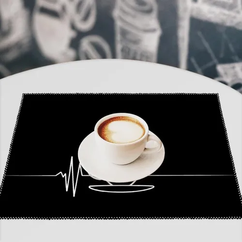 Vista 7 de Funny Heartbeat Coffee Cup Placemats Set of 6 Resistant Table Mats Washable Place Mats for Dinner Party Table Decoration