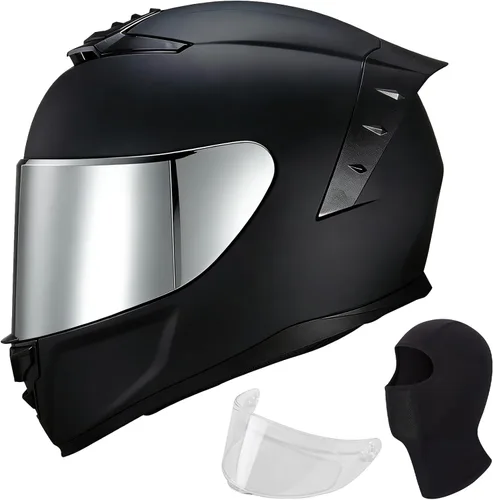 Vista 12 de Casco de motocicleta de cara completa, cascos para motocicleta de adultos, MG611, casco de motocicleta de carreras de calle con visera negra