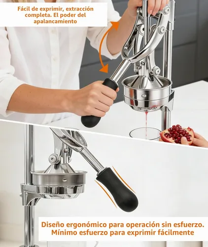 Vista 4 de Exprimidor manual profesional de acero inoxidable prensa de mano para naranja, limón