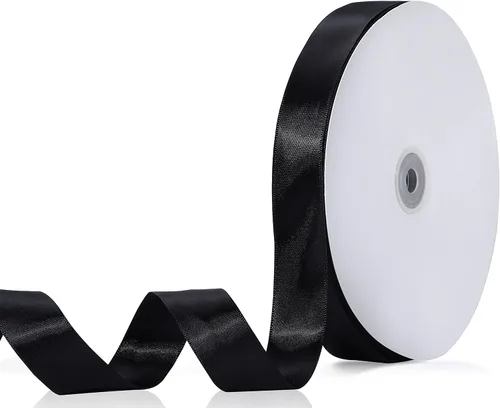 Vista 13 de Cinta de satén negra de doble cara de 1 pulgada (1.0 in de ancho) para envolver regalos, decoración de boda, hacer lazos, costura, manualidades