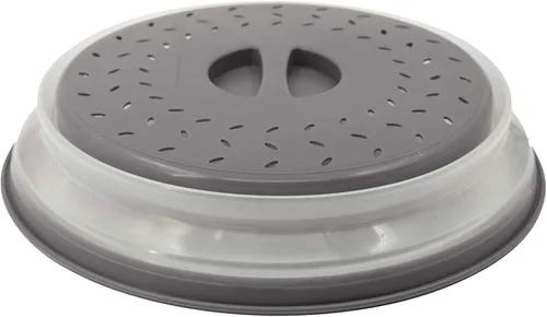 Vista 3 de LAMINET Cubierta extensible para tazón y plato para microondas (gris, juego de 2)