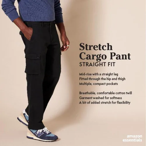 Vista 2 de Amazon Essentials - Pantalones cargo elásticos de corte recto para hombre (disponibles en tallas grandes y altas)
